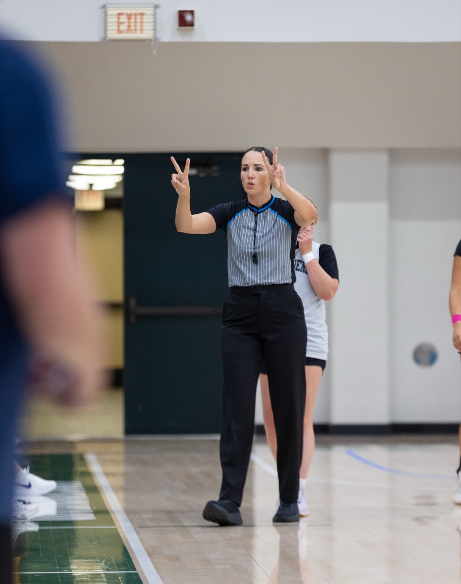 Officials communicating during a game